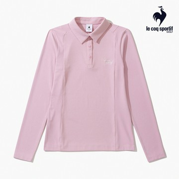 【LE COQ SPORTIF GOLF公雞高爾夫】女款粉色基本款素色長袖POLO棉衫QLU2K181