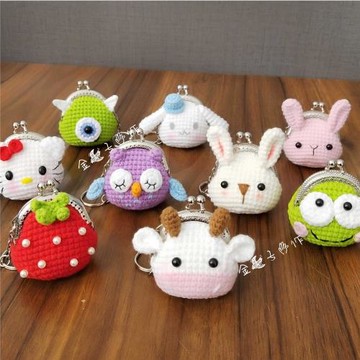 成品5CM迷你口金包手工編織掛件DIY硬幣收納卡通禮物創意零錢包包