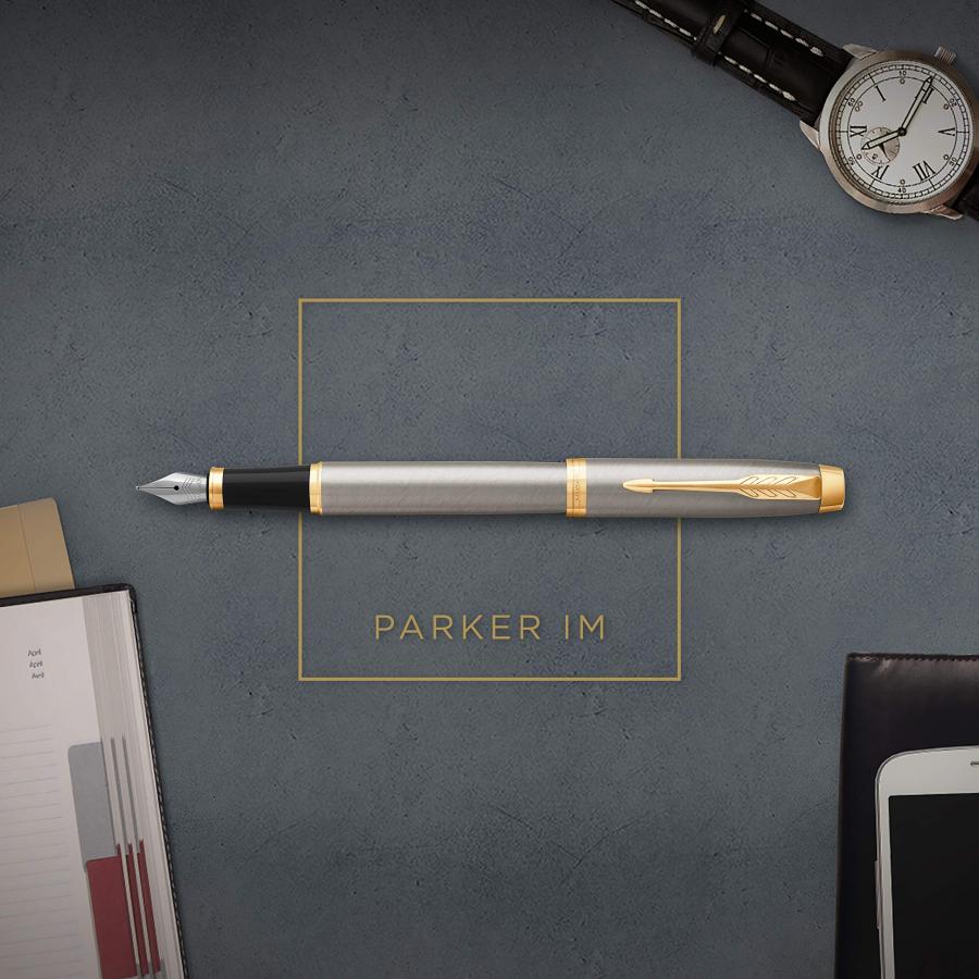 PARKER パーカー 万年筆 F 細字 IM コアライン ブラッシュドメタルGT 1975600 両用式 正規輸入品 約153mmx10mm