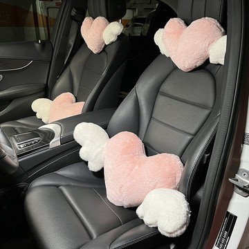 臺灣/✨汽車頭枕腰靠開車護腰網紅愛心翅膀車用護頸靠墊車載座椅靠背腰墊