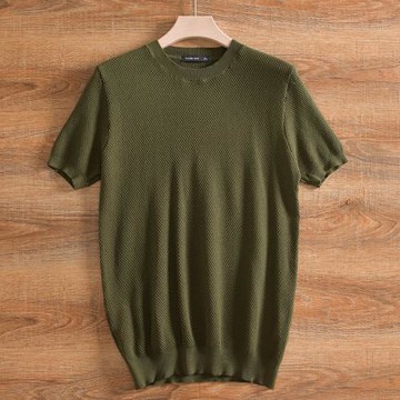 【全棉材質+吸汗透氣+ODM訂單】夏季男士菠蘿肌理圓領針織T恤短袖