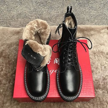 厚底皮毛一體雪地靴女2024新款羊毛馬丁靴女冬季東北加絨加厚棉鞋