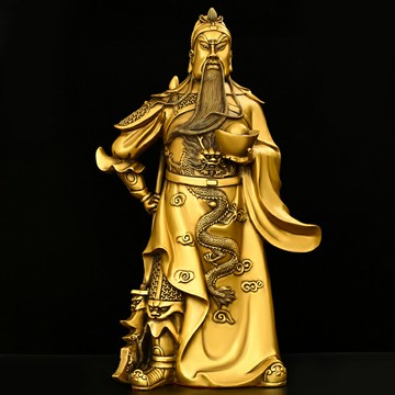 招財擺件送禮禮品 純銅關公像托元寶關公家居客廳店鋪武財神店鋪開業禮品關二爺銅像
