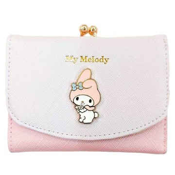【震撼精品百貨】My Melody_美樂蒂~日本SANRIO三麗鷗 美樂蒂皮質口金短夾 (粉拿花款)*04155