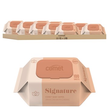 comet Baby Wipes Signature 寶寶濕紙巾 掀蓋式 加厚型  55g  100張  10包