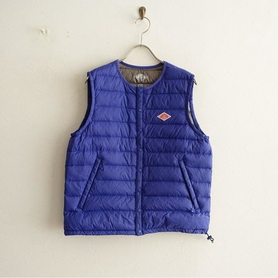 [美品]DANTON ダウンベスト　サイズ36 ダントン DANTON *インナーダウンベスト*36ブルークルーネック