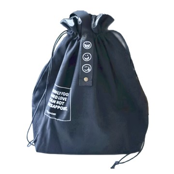 束口袋 錫箔保溫便當袋 帆布+錫箔  31 x 20.5cm  黑色  1個