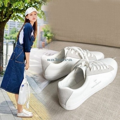 スニーカー レディース Puスエード切り替え レースアップ ゴム 靴 フラットヒール 白 滑り止め カジュアル 美脚 通販 Lineポイント最大get Lineショッピング