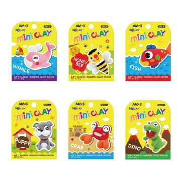 【AMOS 阿摩司】4色 7.5克 迷你 主題 罐裝 超輕 黏土 6款入 / 組 ICM30系列