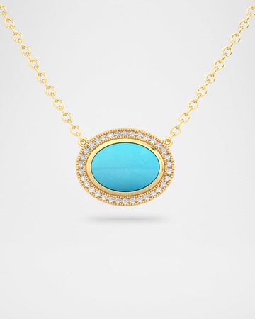 18K Gold Aurora Pendant Necklace with Turquoise and Diamonds
