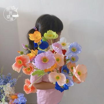 現貨🔺多色 4頭 罌粟花 仿真花 虞美人 塑膠花 植絨 婚慶佈置 家居裝飾 人造花 麗春花 賽牡丹 絹花 拍照 婚禮佈置