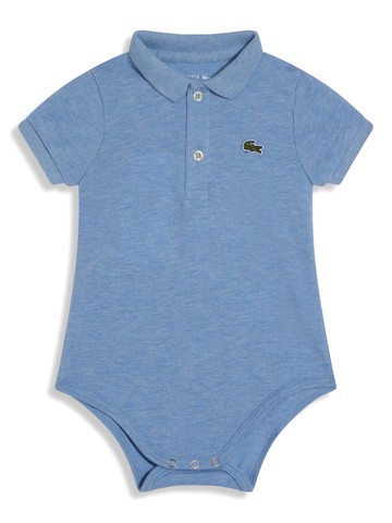 Lacoste - logo-embroidered romper - kids - Cotton - 6 mth - Blue