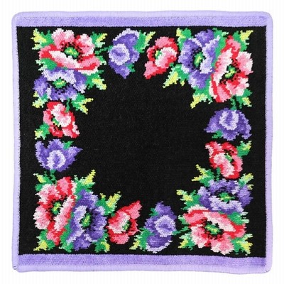 フェイラー FEILER ポピー POPPIES 30×30cm ハンカチ ハンカチタオル ハンドタオル 黒紫 ギフト 新品 バレンタイン ホワイトデー 母の日 誕生日 ポイント消化