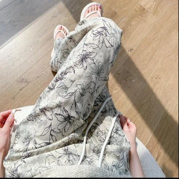 8269 人二次入手🛍️冰絲復古波點印花闊腿褲女夏季2026薄款寬鬆垂感休閒山本褲AS95
