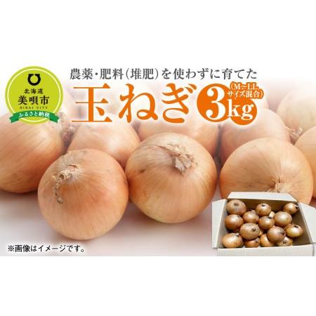 ふるさと納税 農薬・肥料（堆肥）を使わずに育てた玉ねぎ3kg 北海道美唄市