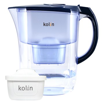 Kolin 歌林 四重精濾濾水壺 含1芯 濾水壺268 x 138 x 260mm + 濾芯100 x 57 x 76mm 藍色 濾水壺700g + 濾芯106~110g 3.8L  1組  KAL-STKE01BL