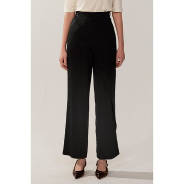 AVVJOY層次絲感蠶絲休閒長褲主布90%以上天然純蠶絲布料柔軟親膚具垂墜感寬鬆直筒版型遮肉顯瘦具層次感不單調有兩色可選