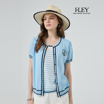 ILEY伊蕾 假兩件棉質針織上衣(淺藍；M-2L)