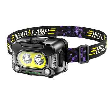 新款強光感應頭燈戶外釣魚頭燈 COB泛光感應頭燈強光 頭戴式