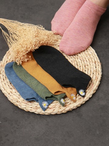 刺繡小花隱形襪