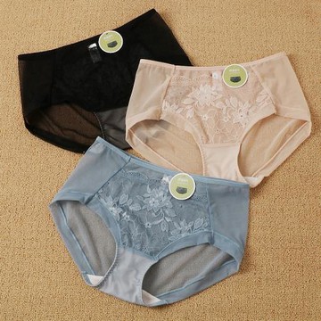 女士正品新款蕾絲透明內褲性感底褲透氣原配小平角褲113410pk