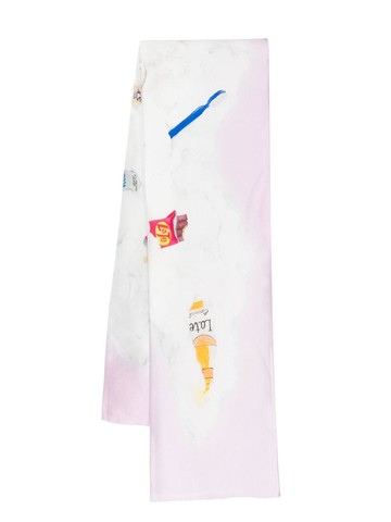 Late Checkout - graphic-print silk scarf - men - Silk - One Size - Pink