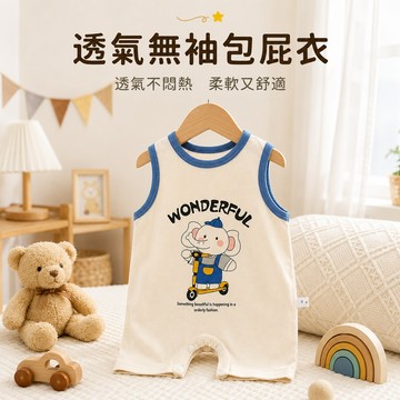 無袖嬰兒服 滾邊背心款 無袖包屁衣 嬰兒連身衣 新生兒 無袖童裝 寶寶無袖睡衣-321寶貝屋