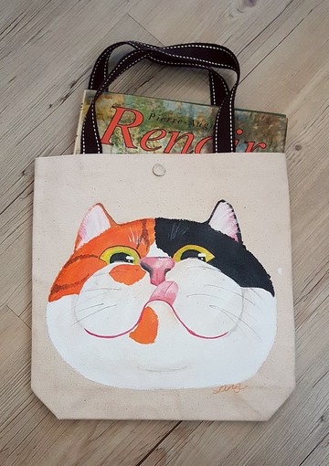 手繪三花貪吃貓/肉球手提袋