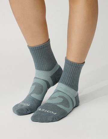 環形360度減壓中筒襪- 灰藍