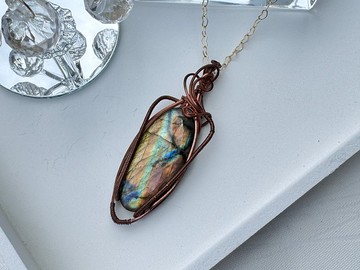 230623 wire wrapping 拉長石 銅線 繞線 吊墮