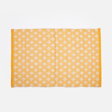 奧可利手工編織棉質玄關墊50x80cm 菱格稻黃