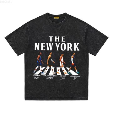 NEW YORK紐約尼克隊純棉T賉 美式水洗oversize短袖 厚磅寬鬆短T