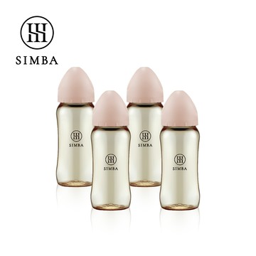 Simba 小獅王辛巴 - 蘊蜜鉑金PPSU寬口防脹氣奶瓶4支組(360ml)-栗粉
