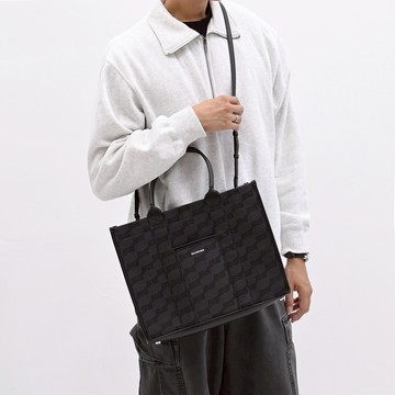 BALENCIAGA 巴黎世家 714177 Hardware BB緹花帆布兩用托特包.黑