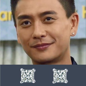 黃宗澤同款耳釘純銀方鉆小眾氣質嘻哈方形幾何方形仿鉆石潮流男款