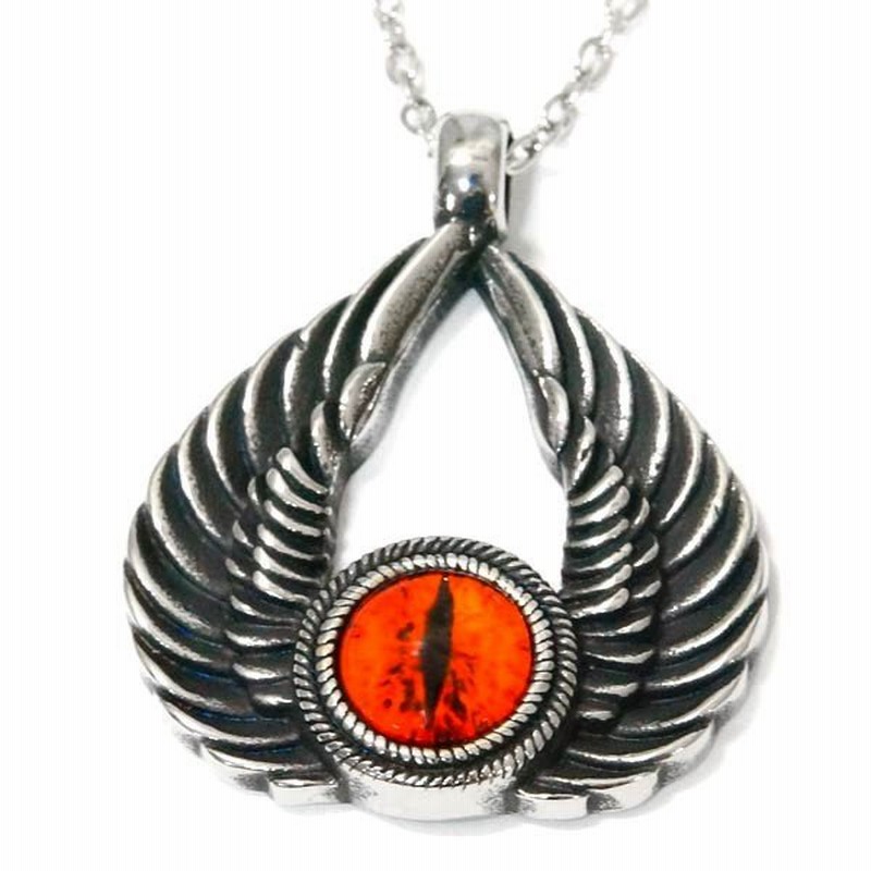 ドラゴン 龍 ステンレス ペンダント ネックレス メンズ フェザー ウィング 羽 目玉 アイ ボール レッド 赤 通販 Lineポイント最大0 5 Get Lineショッピング