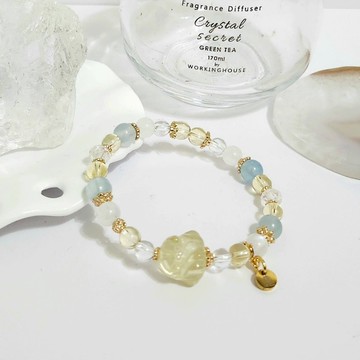 黃水晶九尾狐設計手鍊/招桃花招財/增強溝通能力/平衡情緒之水晶