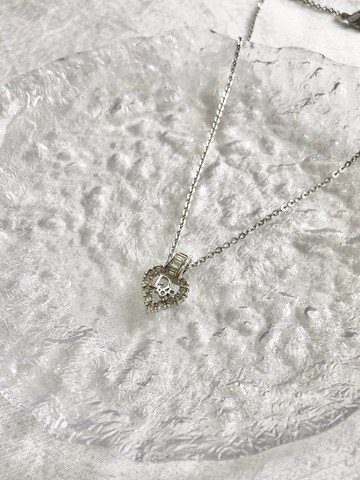 【日本直送 名牌中古包】Christian Dior 克裡斯汀‧迪奧 項鍊 銀色 Logo 愛心 寶石 vintage jactup