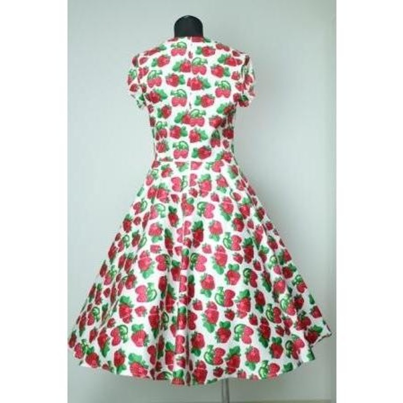 ❤ロカビリー オールディーズ キャンディ サーキュラー ワンピース Lサイズ ❤ ストロベリー柄 XLサイズのみ！50'sサーキュラーワンピース
