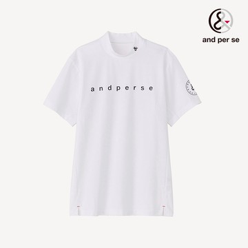 【and per se】男款白色多向彈性吸汗速乾UV防護親膚材質立領短袖棉衫 DGT205V5