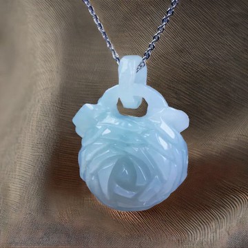 冰種翡翠玫瑰花項鍊 | 天然緬甸玉A貨翡翠 | 送禮