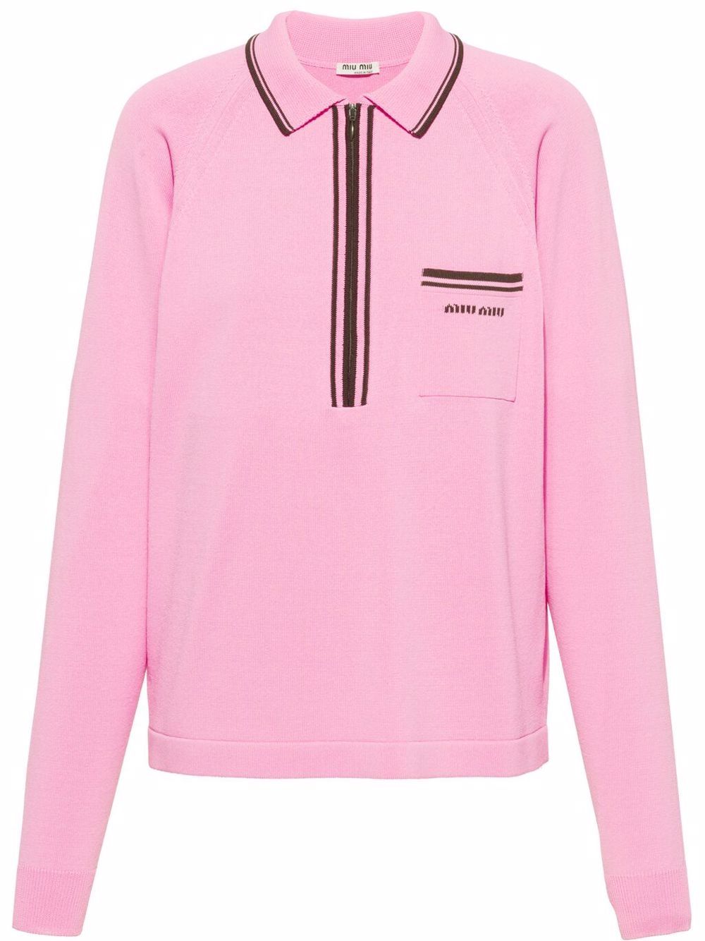 Miu Miu - intarsia-logo polo shirt - women - Viscose - 40 - Pink
