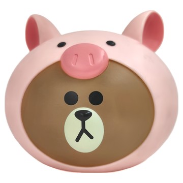 GARMMA 韓國 LINE FRIENDS 正版授權 叢林款存錢筒公仔 療癒可愛 儲蓄好習慣  小豬熊大 咖啡色 + 粉色  1個