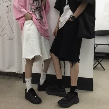 美式復古 水洗刷色 毛邊設計 高街風 牛仔短褲 五分褲 牛仔褲 短褲 水洗短褲 褲子 短褲男 男生短褲