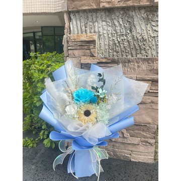 [隔日到貨] 永生花束 乾燥花束 永生花 向日葵 玫瑰永生花 花束 索拉花束 逢萊松 秀花球 求婚 情人節 生日畢業花束