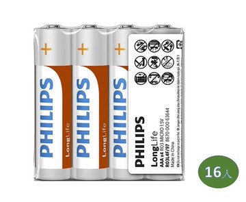 PHILIPS 飛利浦 4號AAA碳鋅電池 (4顆*4組) 16入 (熱縮)