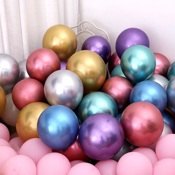 婚禮浪漫場景布置生日婚房派對圣誕情人節節日加厚金屬色氣球裝飾