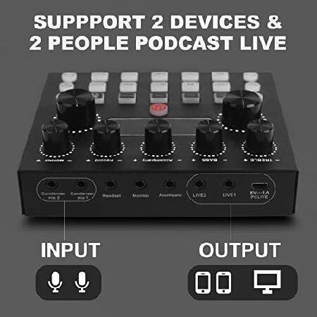 Podcast Equipment Bundle,Audio Interface with All-In-One DJ Mixer and Studio Broadcast Microphone, Perfect for Recording,Live Streaming,（並行輸入品）