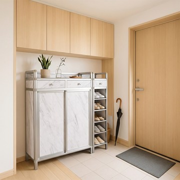 【空間特工】中型招財鞋櫃 69.5x38x124.2公分 鋁合金多層置物鞋櫃 分層組合鞋櫃 輕量組裝鞋架 戶外鞋櫃 雙門防塵鞋櫃 透氣孔 台灣製造