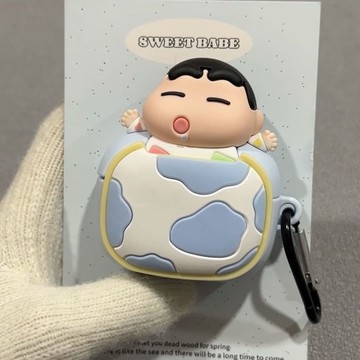搞怪 睡覺蠟筆小新 適用蘋果airpods4藍芽耳機保護套1/2代防摔軟殼pro3防摔保護套